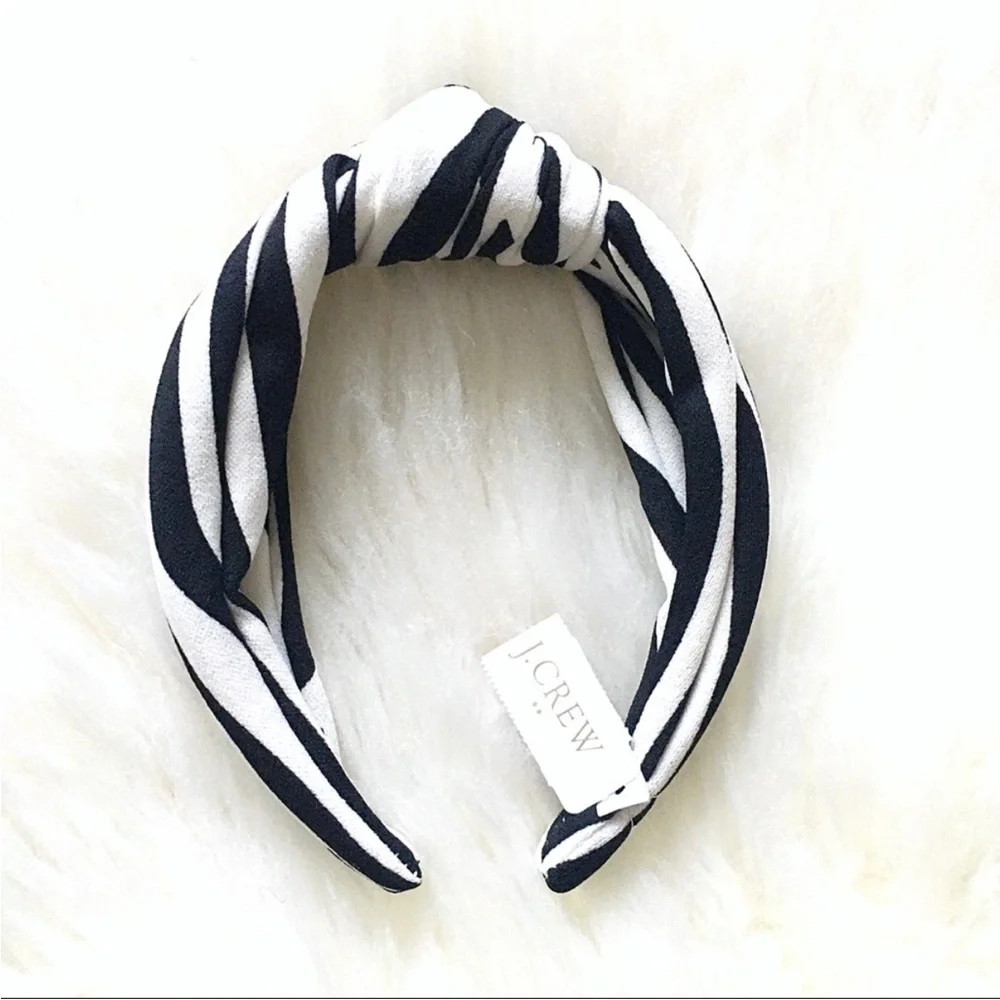 J. Crew Zebra Print Black and White Striped Top Knot Women’s Headband